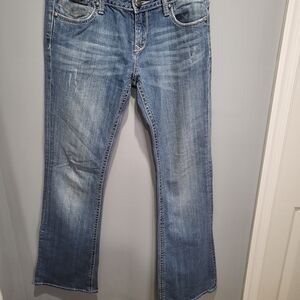 Rerock for Express slightly distressed faded boot cut jeans